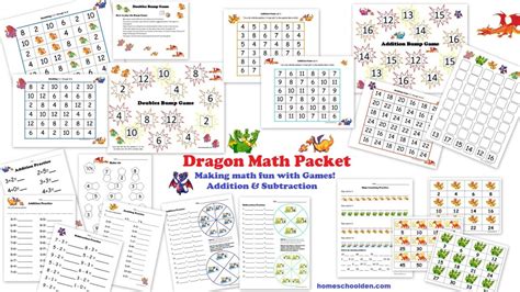 Dragon Math Packet Addition Games Amp Worksheets Math Packets - Math Packets