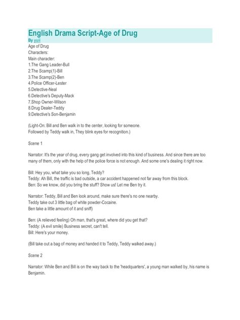 drama script on drug abuse