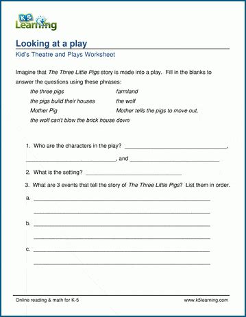 Drama Worksheets For Kids K5 Learning 5th Grade Plays - 5th Grade Plays