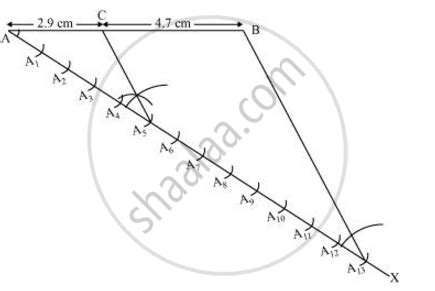 draw line segment of length 7.6 cm and divide in the ratio 5 is to 8
