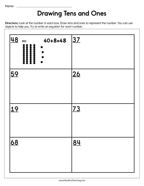 Draw Tens And Ones Worksheet Have Fun Teaching Drawing Tens And Ones - Drawing Tens And Ones