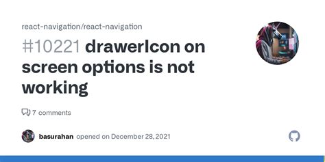 drawerIcon on screen options is not working #10221 - Github