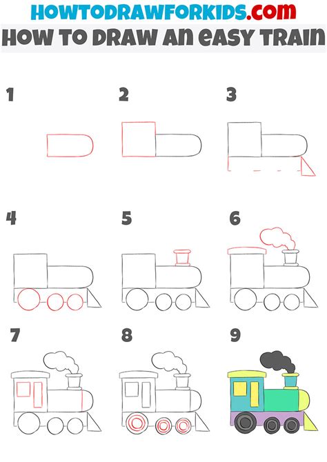 drawing a train step by step