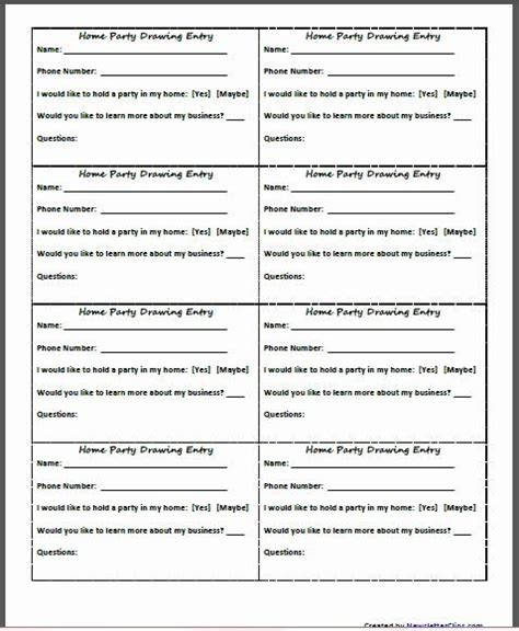 drawing entry form for mary kay