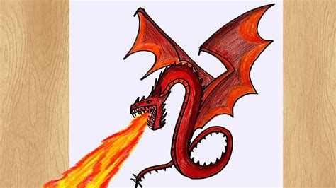 Drawing Of A Fire Dragon
