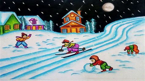 Drawing Of Winter Season With Colour   Winter Coloring Pages Free Coloring Pages - Drawing Of Winter Season With Colour