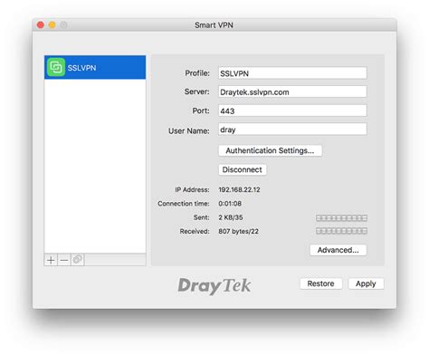 draytek smart vpn client mac setup