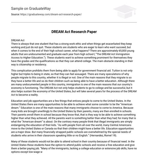 Read Dream Act Research Paper 