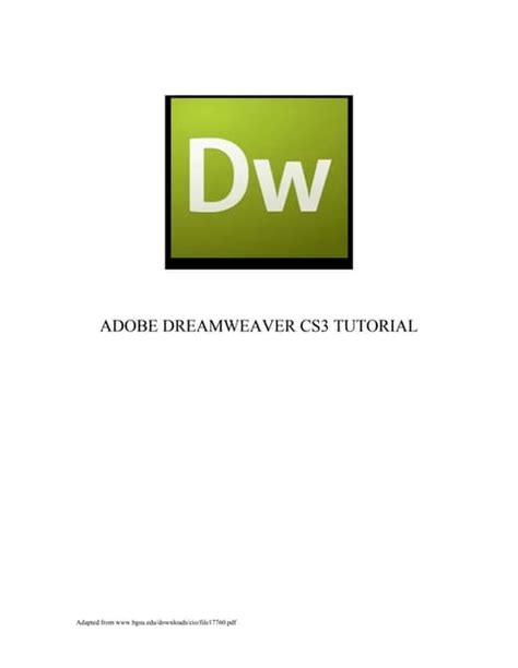Dreamweaver Cs3 Tutorial Creating A Web Site