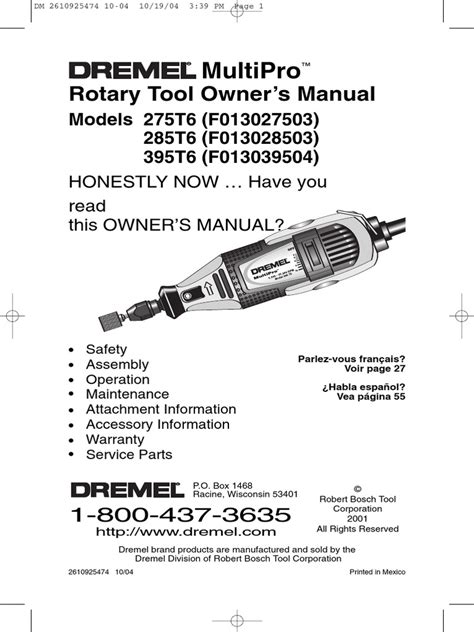 Dremel Multipro Manual