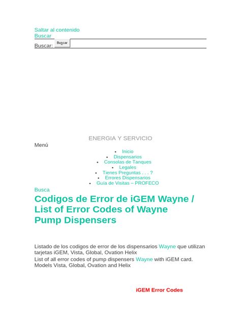 Dresser Wayne Dispenser Error Codes