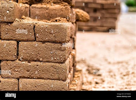 Dried Mud Bricks Construction In Yemen