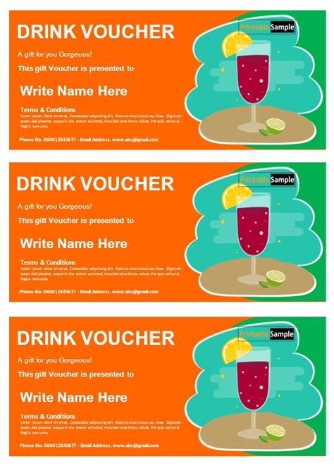 Drinks Voucher Template