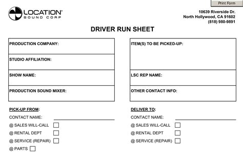 Driver Run Sheet Template And Transport Documents