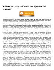 Drivers Ed Chapter 3 Skills And Applications Answers