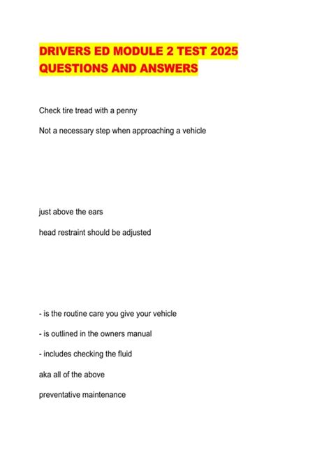 Drivers Ed Module 2 Workbook Answers