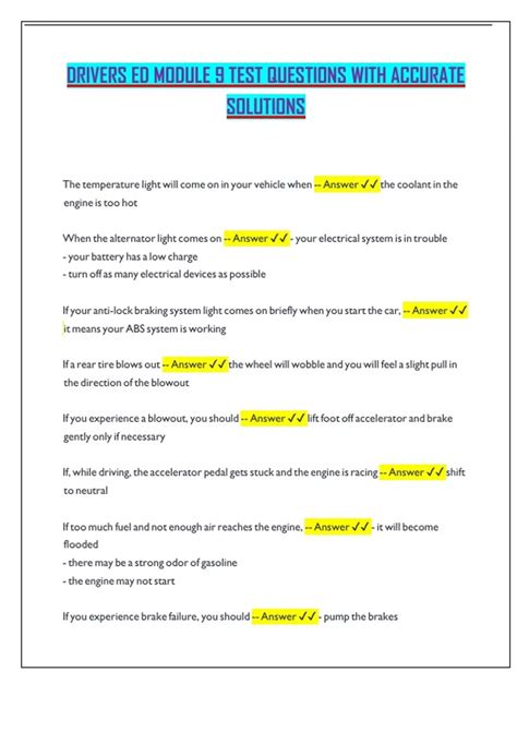 Read Online Drivers Ed Module 9 