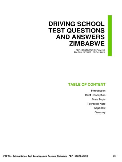 Download Driving School Test Questions And Answers Zimbabwe 