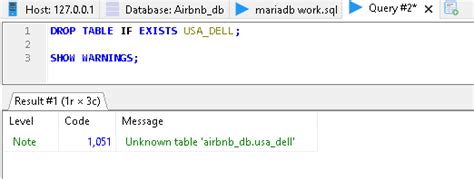 drop table in mariadb
