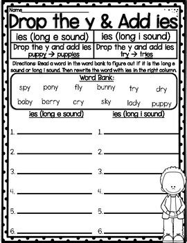 Drop Y And Add Ies Worksheets Learny Kids Drop Y Add Ies - Drop Y Add Ies