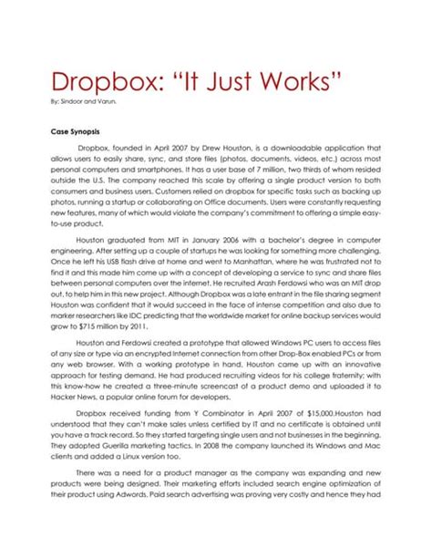 Download Dropbox It Just Works Case Pdf Book 