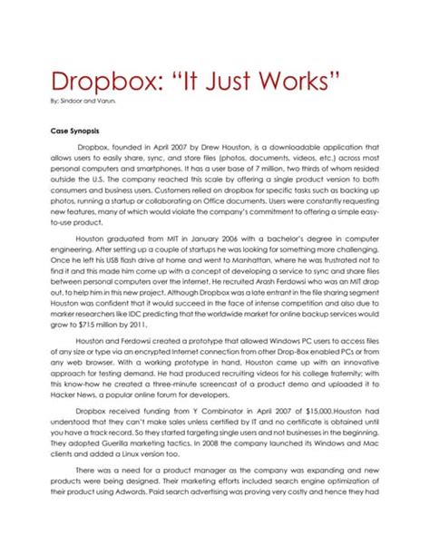 Read Dropbox It Just Works Case Study 