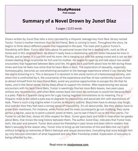 Drown Junot Diaz Chapter Summary