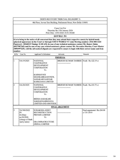 Drt Cause List