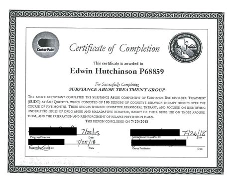 Read Drug Rehab Completion Certificate 