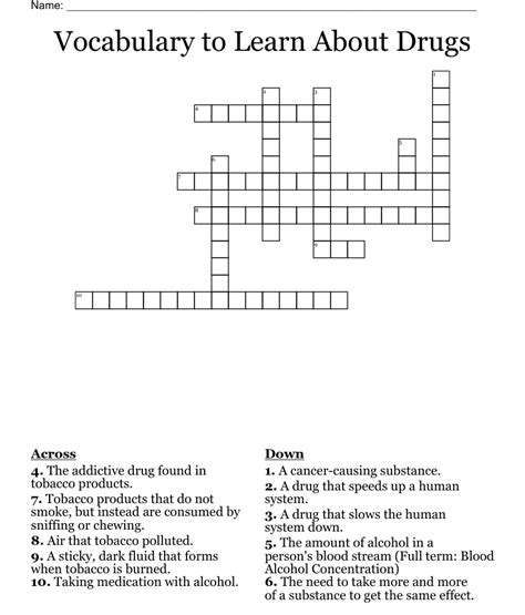 Full Download Drug Vocabulary Crossword Sa 60 Answers File Type Pdf 
