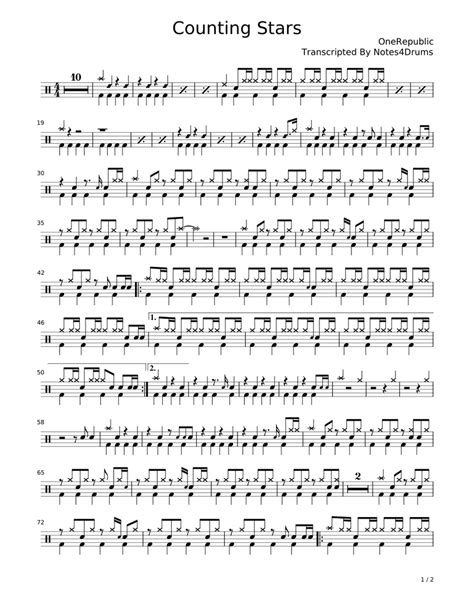 Drum Notes For Counting Stars One Republic