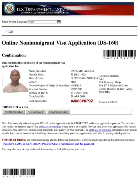 Ds 160 Electronic Visa Application