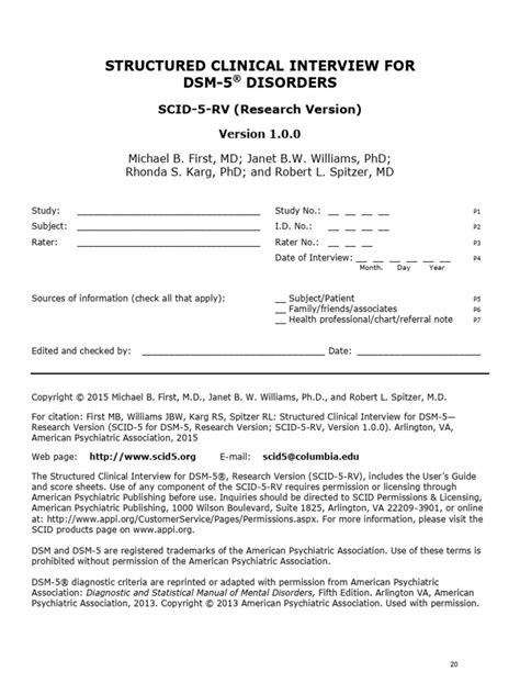 Dsm 5 Structured Clinical Interview