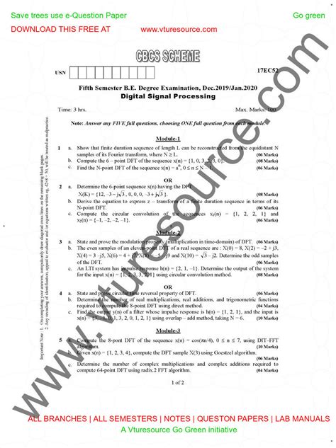 Dsp Question Papers