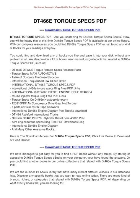 Full Download Dt466E Torque Specs Pdf 