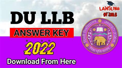 Du Llb Answer Key 2022