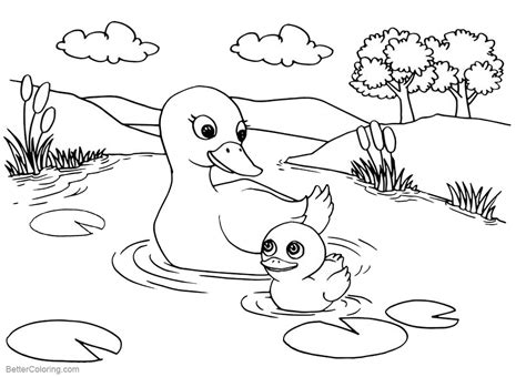 Duck In A Pond Coloring Page Free Printable Pond Life Coloring Pages - Pond Life Coloring Pages