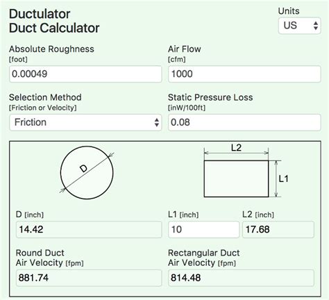 Ductcalc Ca Ductulator Duct Calculator Online - Duct Calculator Online