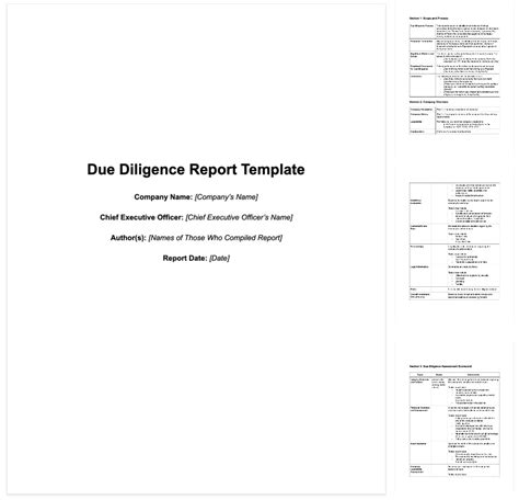 Due Diligence Report Format In Excel