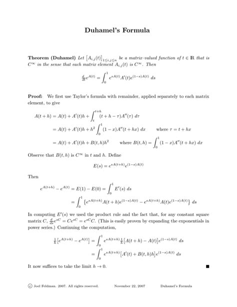 Duhamel Formula Ode