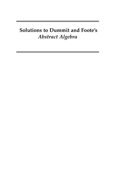 Read Online Dummit And Foote Solutions 