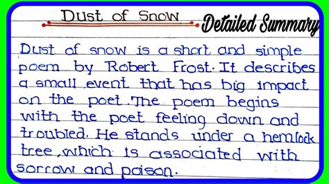 Dust Of Snow Summary Class 10