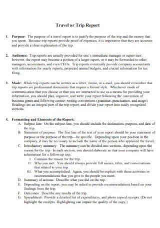 duty travel report sample