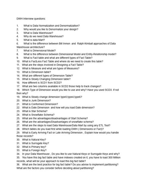 Dwh Interview Questions