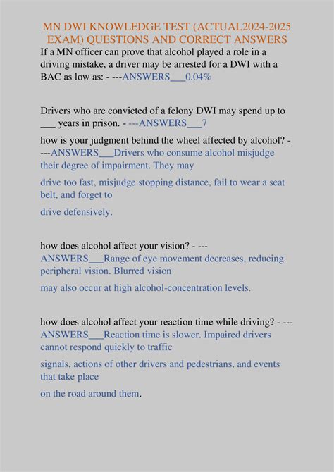 Dwi Education Course Knowledge Test Answers Texas
