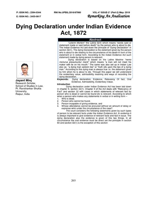 Dying Declaration In Evidence Act
