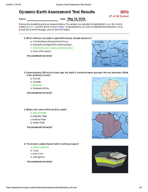 Dynamic Earth Test Answer