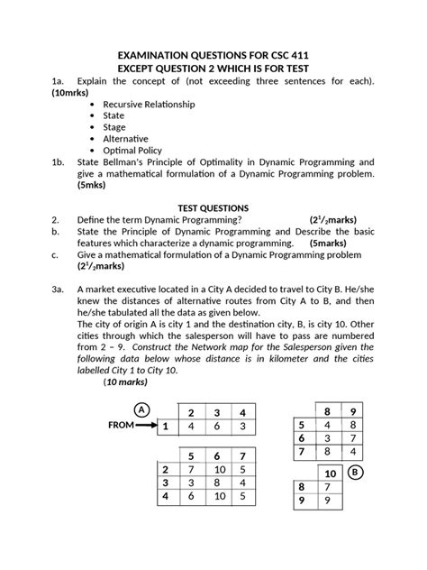 Dynamic Programming Exam Questions And Solutions