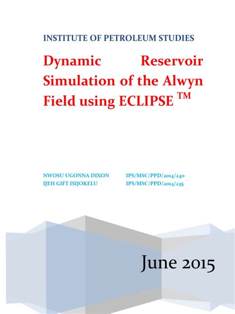 Read Online Dynamic Reservoir Simulation Of The Alwyn Field Using Eclipse 