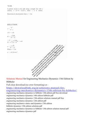 Download Dynamics 13Th Edition Solution 